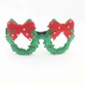 Christmas novelty glasses festive glitter wreath frames red bow party eyeglasses holiday costume - Wreath Style