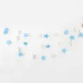 Ghirlanda di Carta Stella Cerchio 4M Blu Bianco Stendardo Sospeso per Festa di Matrimonio - 4 Metri / Cerchi Bianchi Stelle Blu