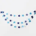 Ghirlanda di carta a stella blu, lunghezza 4M con 33 stelle, perfetta per feste e decorazioni. - 4 Metri / Stelle Blu Scuro Blu Chiaro