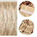 Gold foil fringe curtain 1x2m metallic tinsel door curtain party photo backdrop deco - Champagne Gold