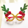 Christmas reindeer glasses with glitter gold frame red berries and green antlers. - Green Antlers
