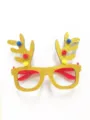 Christmas glitter reindeer antler glasses, gold and red holiday party costume eyewear. - Gold Cotton Ball Antlers