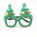 Christmas tree novelty glasses with green glitter, colorful pom-poms, and rhinestones. - Green Christmas Tree