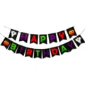 Banner Compleanno Halloween Ghirlanda Zucca Fantasma Decorazione Sospesa Bandiera Nera - Gagliardetto grande di buon compleanno di Halloween