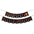 Striscione Halloween nero arancione doppio strato decorazione appendere festa spettrale - Piccolo striscione Happy Halloween