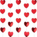Ghirlanda di carta a forma di cuore rosso per San Valentino festa di matrimonio sfondo - Ghirlanda Cuore Rosso Specchio 2M