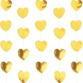 Ghirlanda di carta a forma di cuore dorata decorazione sospesa per festa matrimonio. - Ghirlanda Cuore Oro Specchio 2M