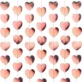 Ghirlanda di Carta a Cuore Specchiata 2M Decorazione Murale Sospesa per Festa Nuziale - Ghirlanda Cuore Oro Rosa Specchio 2M