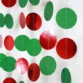 Ghirlanda di carta di Natale rosso verde glitter cerchi festone appendere festa - 2m / Cerchi Specchio Glitter Rosso Verde