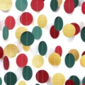 Natale rotondo carta ghirlanda rosso verde glitter oro cerchi appesi festa decorazione - 2m / Ghirlanda Rotonda Rosso Verde Oro