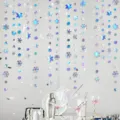 Ghirlanda sospesa di fiocchi di neve iridescenti per festa, dettagli decorativi di sfondo. - 4 Metri / Ghirlanda Esagonale Fiocco di Neve Iridescente