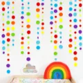 Ghirlanda sospesa con punti di carta colorati dettagli, perfetta per lo sfondo di feste di compleanno. - 4 Metri / Ghirlanda di cerchi grandi e piccoli colorati