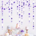 Purple and white paper dot garland hanging decorations for birthday party background decor - 4 Meters / Deep Purple & Light Purple Large and Small Circle Garland