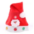Cappello di Natale rosso in tessuto non tessuto con viso di Babbo Natale e fiocchi di neve glitter. - Taglia unica / Cappello di Natale per bambini (Babbo Natale)