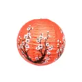 Lanterne en papier orange de style traditionnel chinois avec motif de fleurs de prunier - 30cm / Rouge