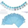 Baby 1st birthday monthly photo banner blue glitter 12 months milestone party decoration supplies - Glitter Light Blue