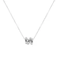 Close-up view of the silver irregular wave pendant necklace showing fine metal texture. - Necklace / Platinum
