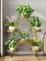 Gold multi-tier iron plant stand floor standing flower pot holder for balcony living room - Thickened 6 Pots with Wheels / Bronze