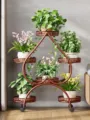 Modern iron plant stand multi-tier metal flower pot holder with wheels for living room - Thickened 6 Pots with Wheels / Copper