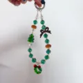 Christmas beaded phone charm cute green glass wreath bag pendant holiday accessory keychain - Christmas Brown Series