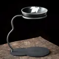 Support de filtre à thé en métal noir avec accent de feuille argentée pour accessoire de thé. - Set Passoire à Thé en Poterie Noire (Support en Fer + Filtre)