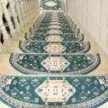Europaische vintage turkis halbrunde treppenmatten teppich stufenmatten fur holztreppen - 24x65cm / Königsblau