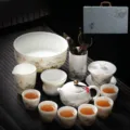 Service à thé kung-fu en céramique chinoise avec théière, tasses et boîte cadeau bureau. - Paysage + Théière + Six Messieurs + Lave-Thé + Coffret Cadeau