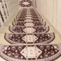 European vintage non-slip stair mat carpet for home wooden stairs step stair runner - 24x65cm / Coffee