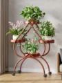Modern metal plant stand with wheels, copper finish multi-tier flower pot holder for balcony. - Thickened 4 Pots with Wheels / Upgraded Red Copper