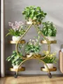 Modern gold metal plant stand with wheels, multi-tier plant holder for living room decor. - Thickened 6 Pots with Wheels / Upgraded Bronze