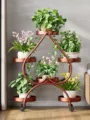 Modern metal plant stand floor standing indoor flower rack with wheels for living room balcony green plants - Thickened 6 Pots with Wheels / Upgraded Red Copper