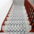 Grey European style stair tread mats non-slip self-adhesive carpet for wooden stairs - 24x65cm / Grey Green