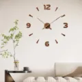 Modern wooden DIY wall clock with 3D numbers, silent minimalist hanging clock for living room decor. - 20 Inch Minimalist Digital Scale Style / 50x50cm / Walnut Color