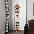 American luxury floor standing clock living room vintage grandfather clock with wine rack decor - 12 Inch / Wine Slot Style 60002