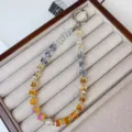 Exquisite crystal beaded phone strap detail, handmade gradient rhinestone wrist chain charm. - Gradient Orange