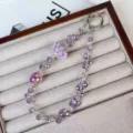 Purple crystal beaded phone charm bag pendant with rose flower and butterfly design variant - Purple Floral