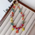 New Year crystal beaded phone chain alloy lucky charm bag key pendant decoration. - Ingot Style