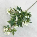 Artificial kalanchoe flower branch white small flowers green leaves home decor photo prop - White