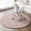 Round textured anti-slip office chair floor mat for cozy bedroom and study room home decor - Diameter 80CM / Rice Brown