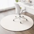 Moderner runder Teppich für den Bürostuhl, dicke rutschfeste Bodenmatte für Arbeitszimmer. - Gebrochenes Weiß