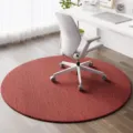 Moderne runde Buerostuhl-Bodenmatte, rot-schwarz gewebter Antirutsch-Teppich fuer Arbeitszimmer. - Burgunderrot