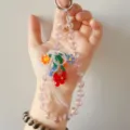 Handmade Beaded Phone Charm Strap Cute Floral Design Aesthetic Bag Pendant Accessories - Pink Chain