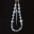 Korean ins style glazed flower beaded phone charm short bag tassel pendant hanging rope accessory - Sapphire Blue