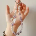 Pearl Beaded Phone Lanyard Wrist Strap Cute Butterfly Keychain Charm Accessory for Case - Purple Pearl Butterfly