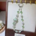 Luxury crystal pearl beaded phone charm wrist strap short lanyard for case keychain pendant - Green