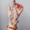 Handmade DIY beaded phone charm luxury bag pendant crystal flower strap accessory elegant - Floral Whispers