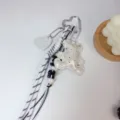 Korean style black and white woven bear bag charm keychain cute pendant fashion accessory - White Bear