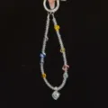 Handcrafted crystal phone chain sparkling beaded bag pendant charm cute heart zircon accessory - Colorful Crystal Style