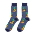 Herren Cartoon Ananas Druck Baumwolle Mittelsocken, lässige atmungsaktive Socken. - Einheitsgröße / A783 (Ananas Blau)