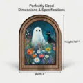 Halloween fantasma gatto nero pittura cornice di legno decorazione della tavola casa - MZ1095 / Tavola di legno da 5 mm (con nastro biadesivo in schiuma)